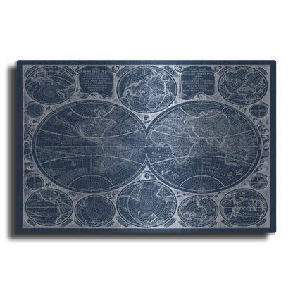 Luxe Metal Art 'World Globes Blueprint' by Vision Studio Metal Wall Art