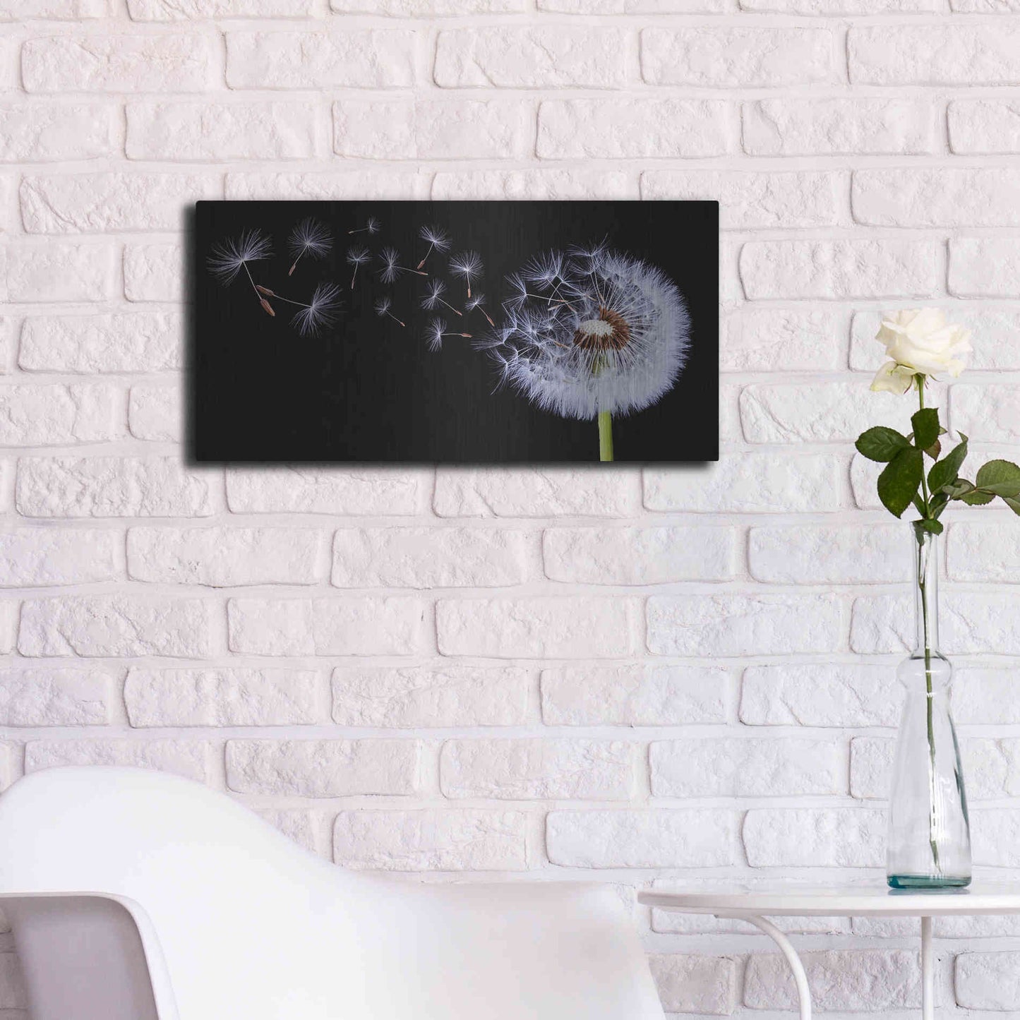 Luxe Metal Art 'Flying Dandelion', Metal Wall Art,24x12