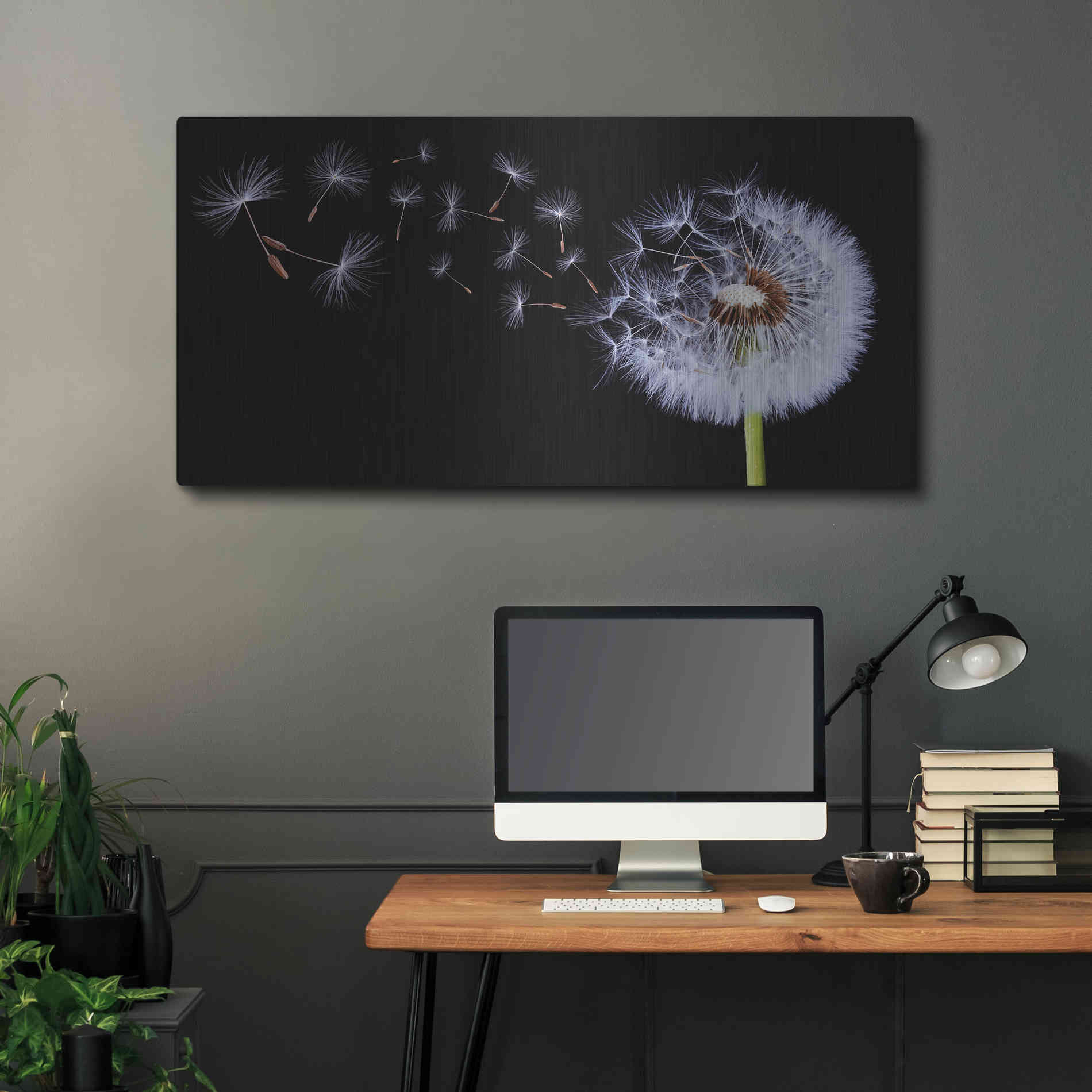 Luxe Metal Art 'Flying Dandelion', Metal Wall Art,48x24