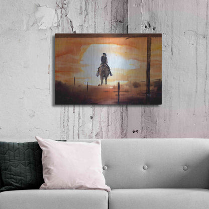 Luxe Metal Art 'Sunset Rider' by Oscar Alvarez Pardo, Metal Wall Art,36x24