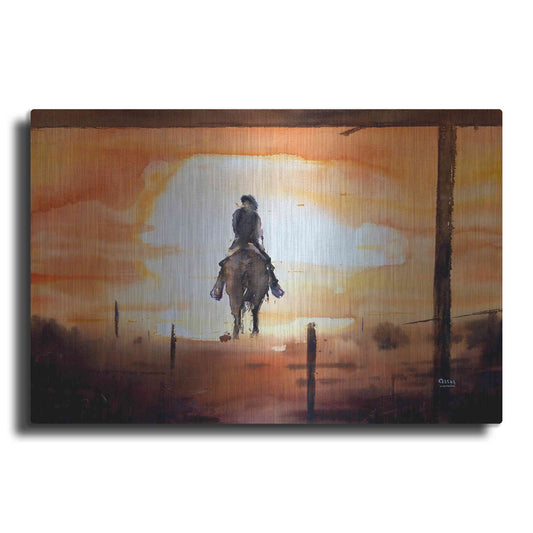 Luxe Metal Art 'Sunset Rider' by Oscar Alvarez Pardo, Metal Wall Art