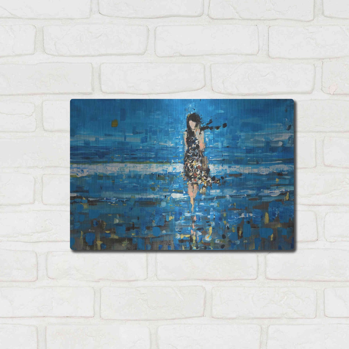 Luxe Metal Art 'The Sea' by Oscar Alvarez Pardo, Metal Wall Art,16x12