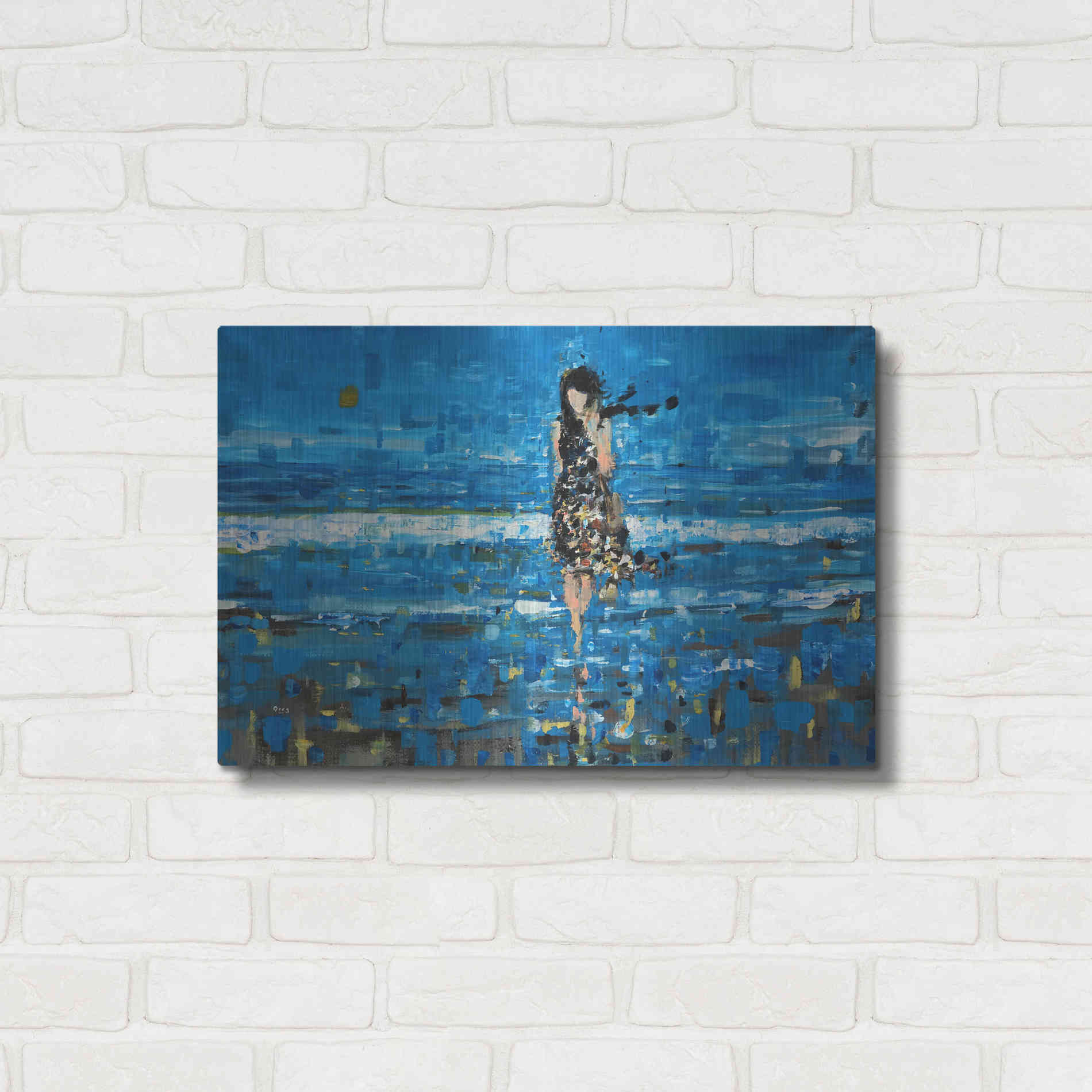 Luxe Metal Art 'The Sea' by Oscar Alvarez Pardo, Metal Wall Art,24x16