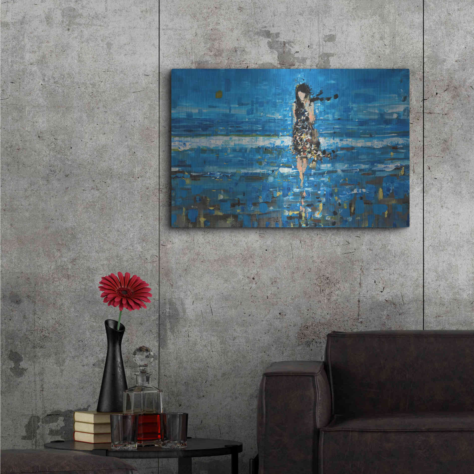Luxe Metal Art 'The Sea' by Oscar Alvarez Pardo, Metal Wall Art,36x24