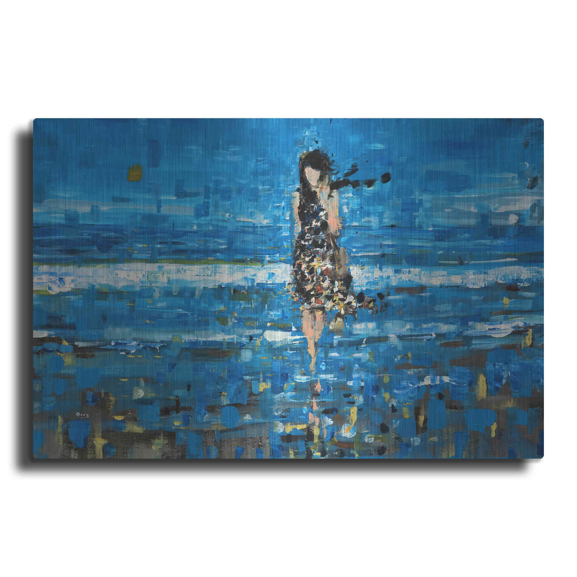 Luxe Metal Art 'The Sea' by Oscar Alvarez Pardo, Metal Wall Art