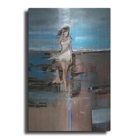 Luxe Metal Art 'Windy Beach' by Oscar Alvarez Pardo, Metal Wall Art