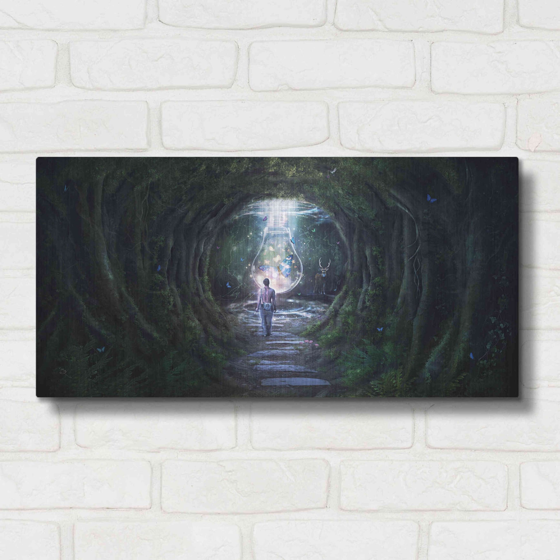 Luxe Metal Art 'Stay for a Moment' by Cameron Gray, Metal Wall Art,24x12