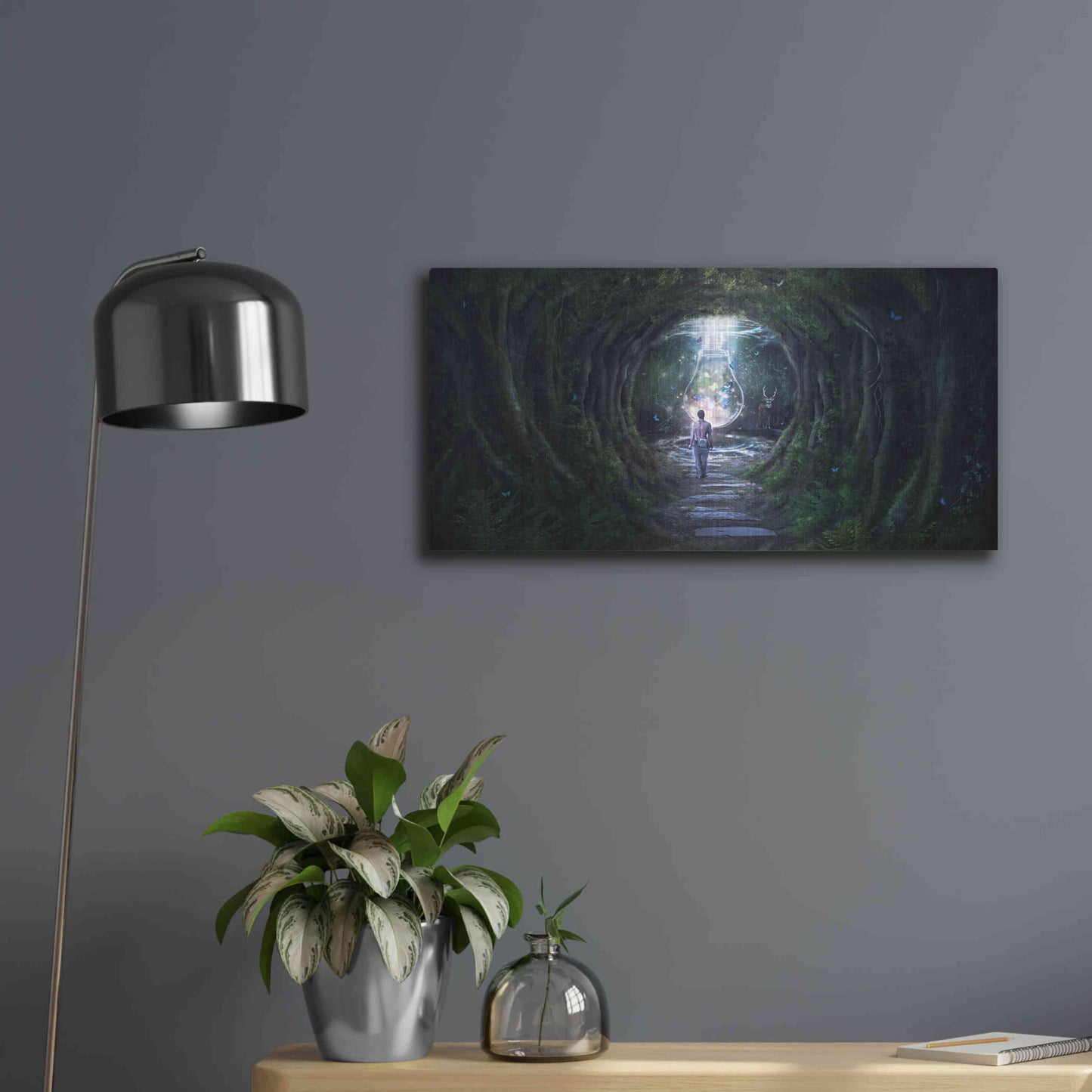 Luxe Metal Art 'Stay for a Moment' by Cameron Gray, Metal Wall Art,24x12