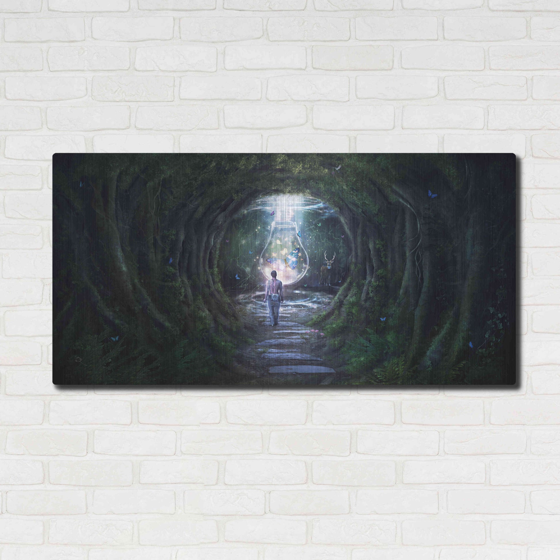 Luxe Metal Art 'Stay for a Moment' by Cameron Gray, Metal Wall Art,48x24