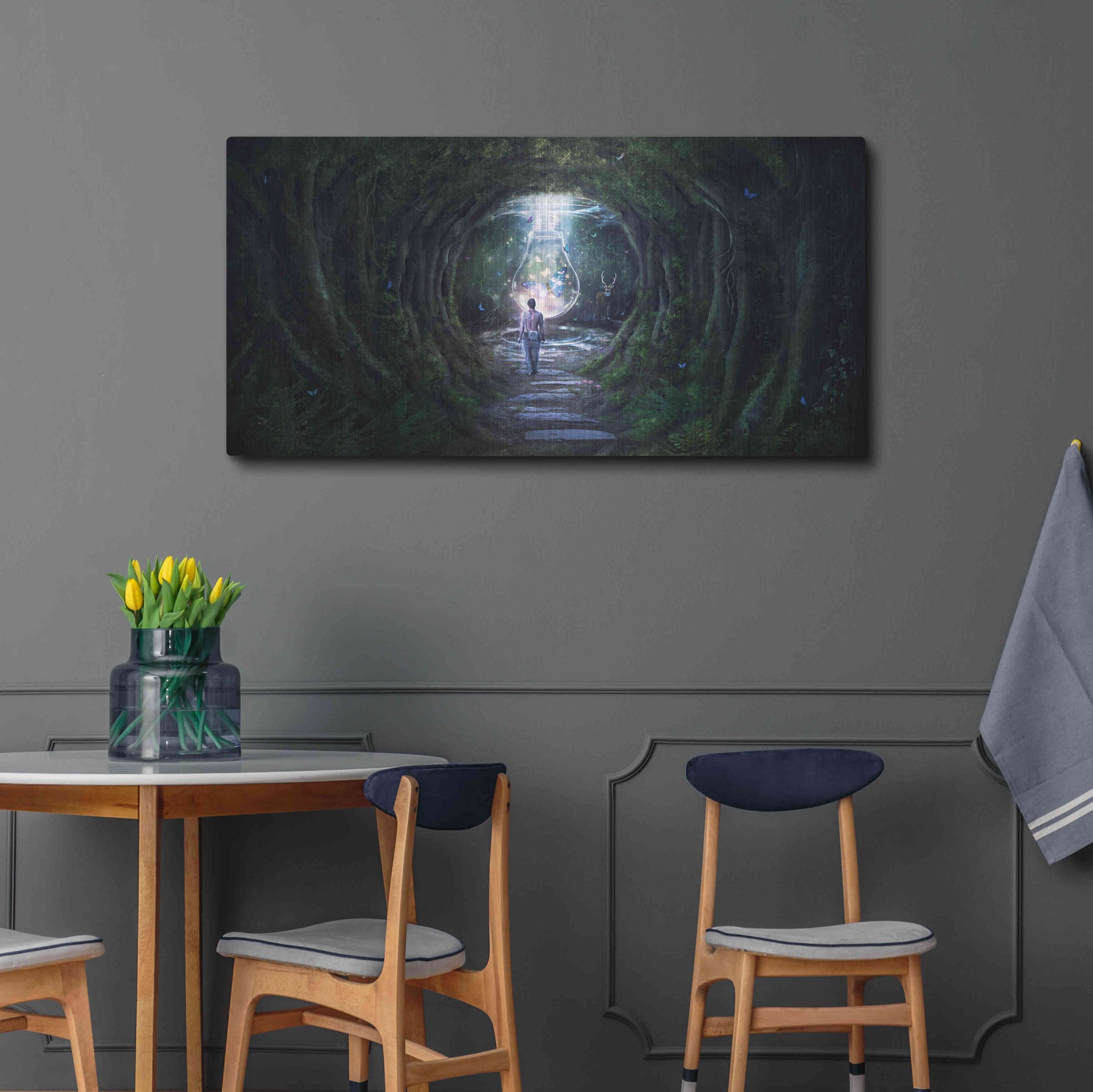 Luxe Metal Art 'Stay for a Moment' by Cameron Gray, Metal Wall Art,48x24