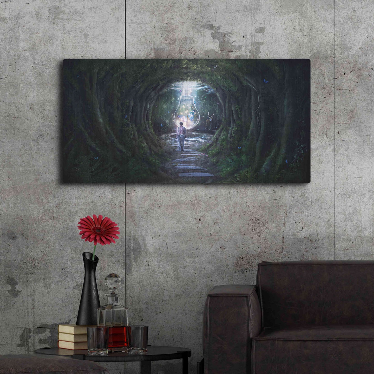 Luxe Metal Art 'Stay for a Moment' by Cameron Gray, Metal Wall Art,48x24