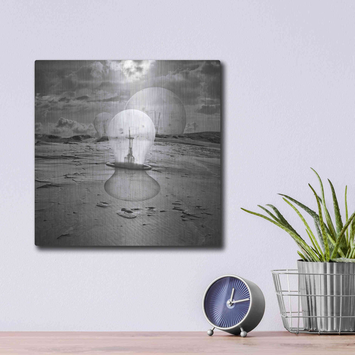 Luxe Metal Art 'Bulbs' by Dariusz Klimczak, Metal Wall Art,12x12