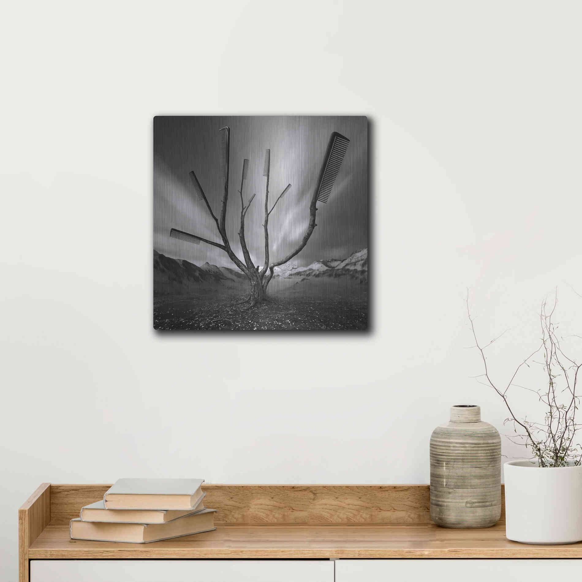 Luxe Metal Art 'Dandruff Tree' by Dariusz Klimczak, Metal Wall Art,12x12
