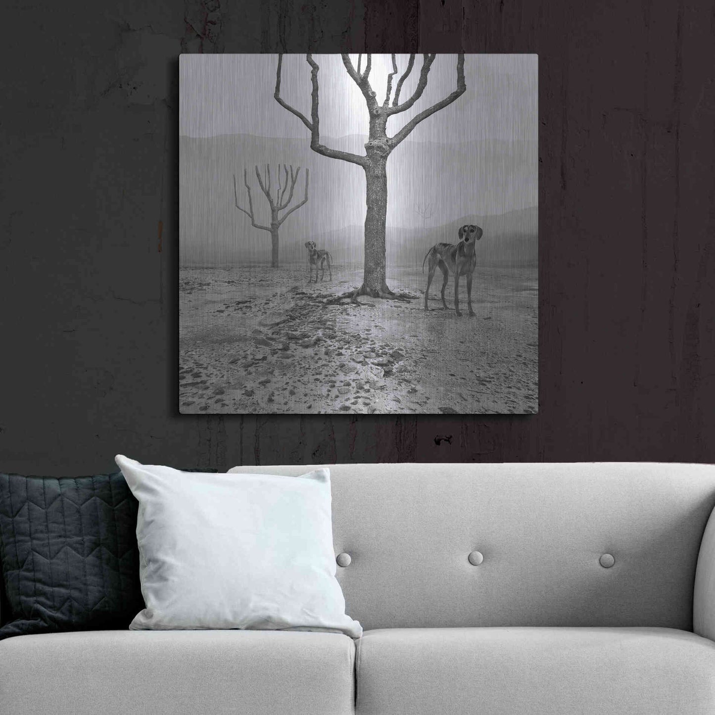 Luxe Metal Art 'Dogs in Fog' by Dariusz Klimczak, Metal Wall Art,36x36