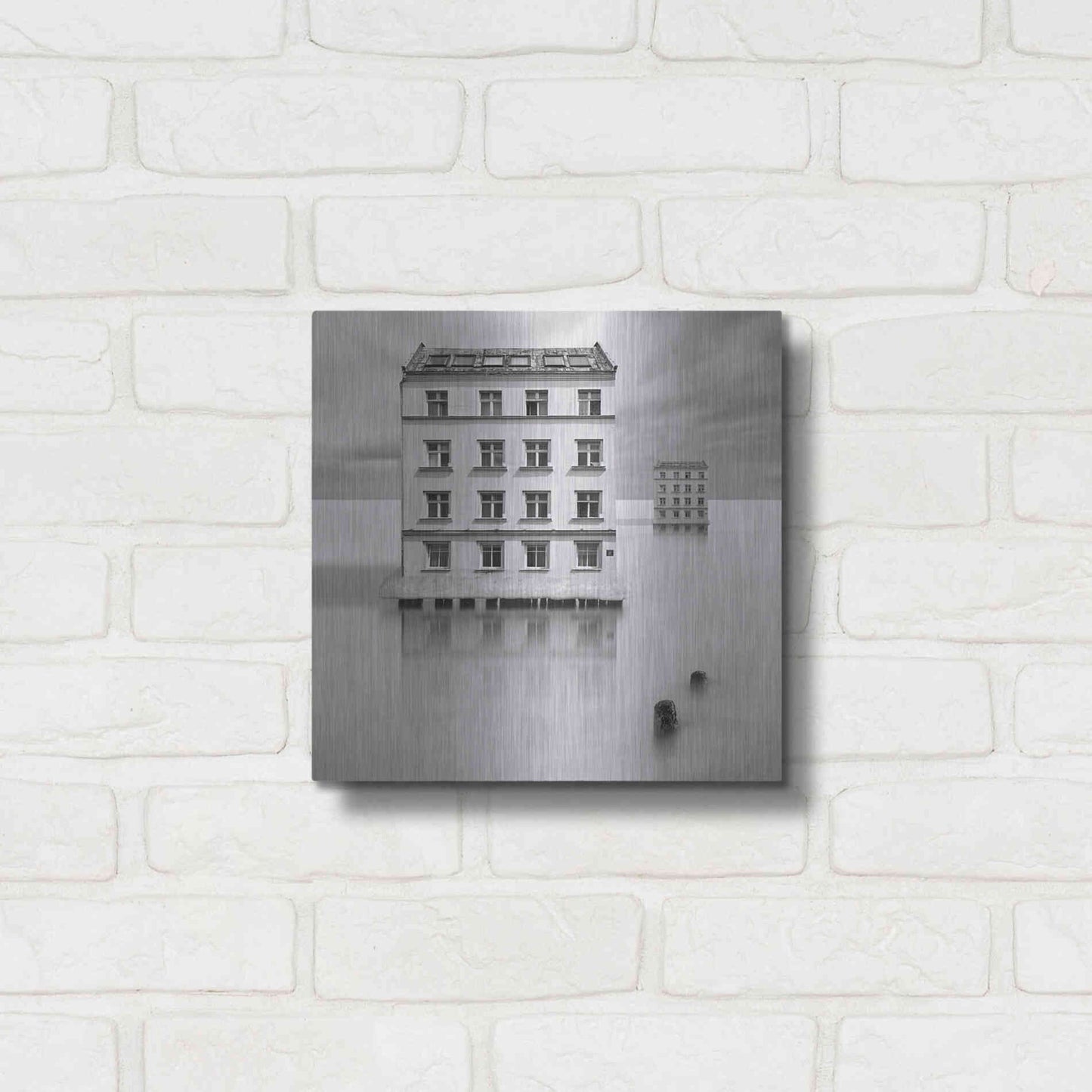 Luxe Metal Art 'Icehouses' by Dariusz Klimczak, Metal Wall Art,12x12