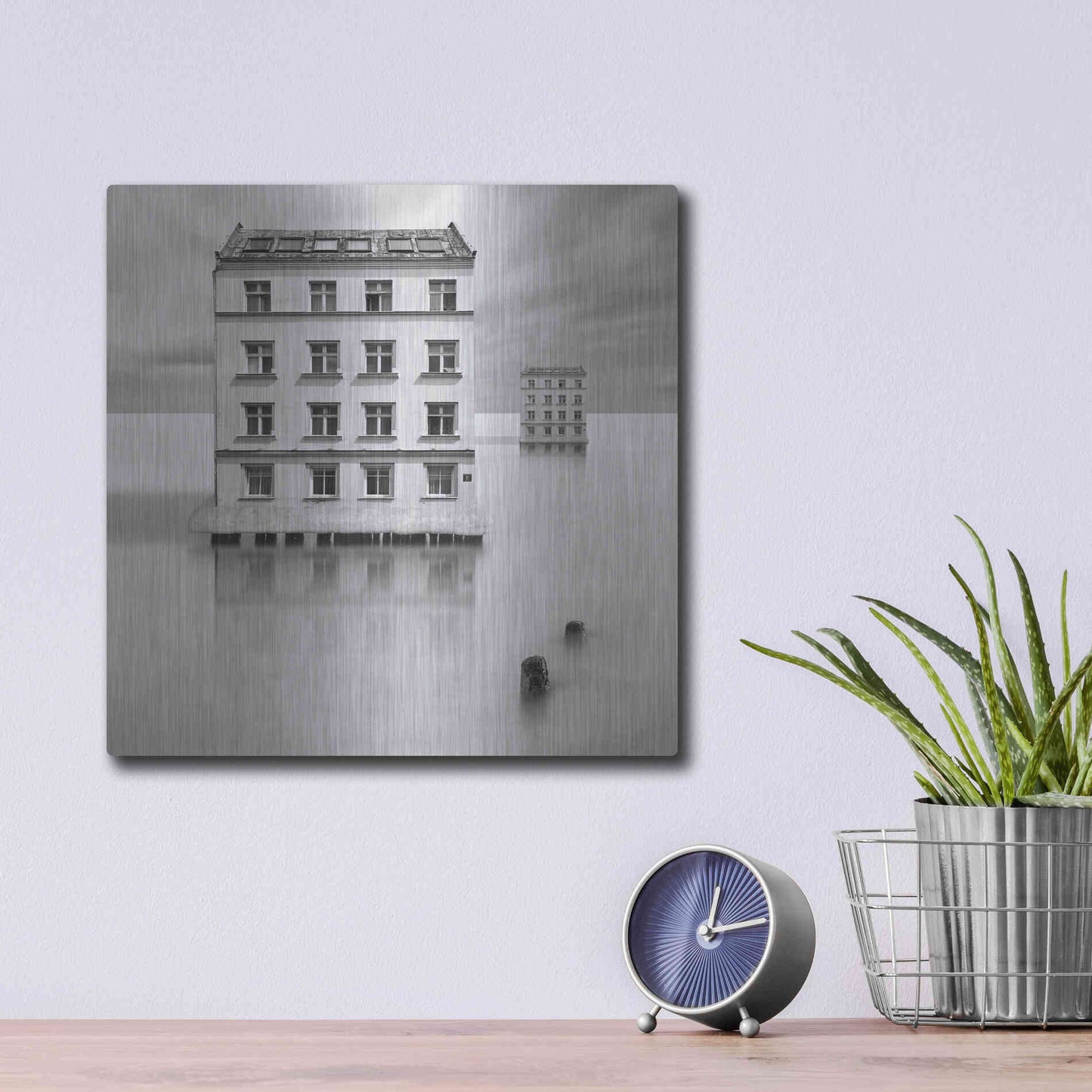 Luxe Metal Art 'Icehouses' by Dariusz Klimczak, Metal Wall Art,12x12