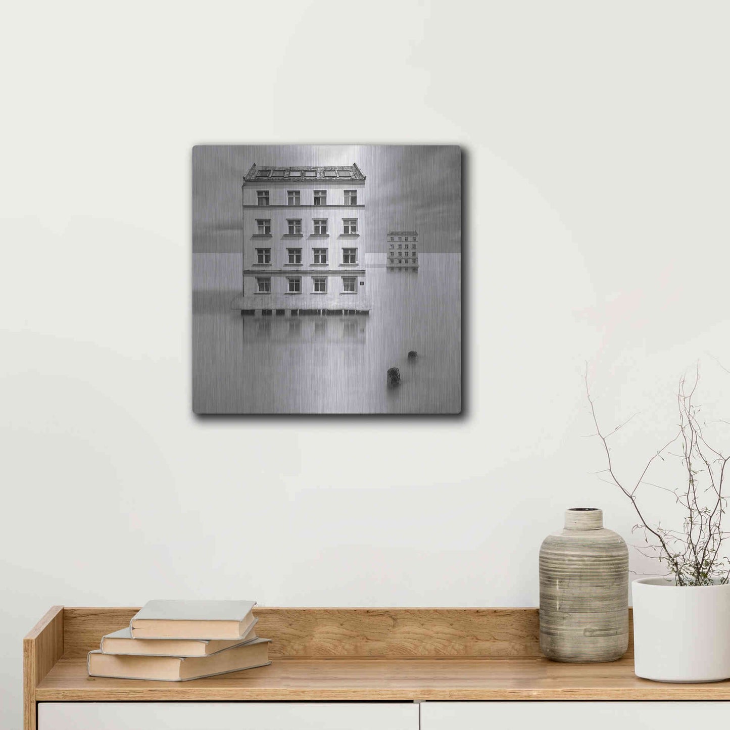 Luxe Metal Art 'Icehouses' by Dariusz Klimczak, Metal Wall Art,12x12