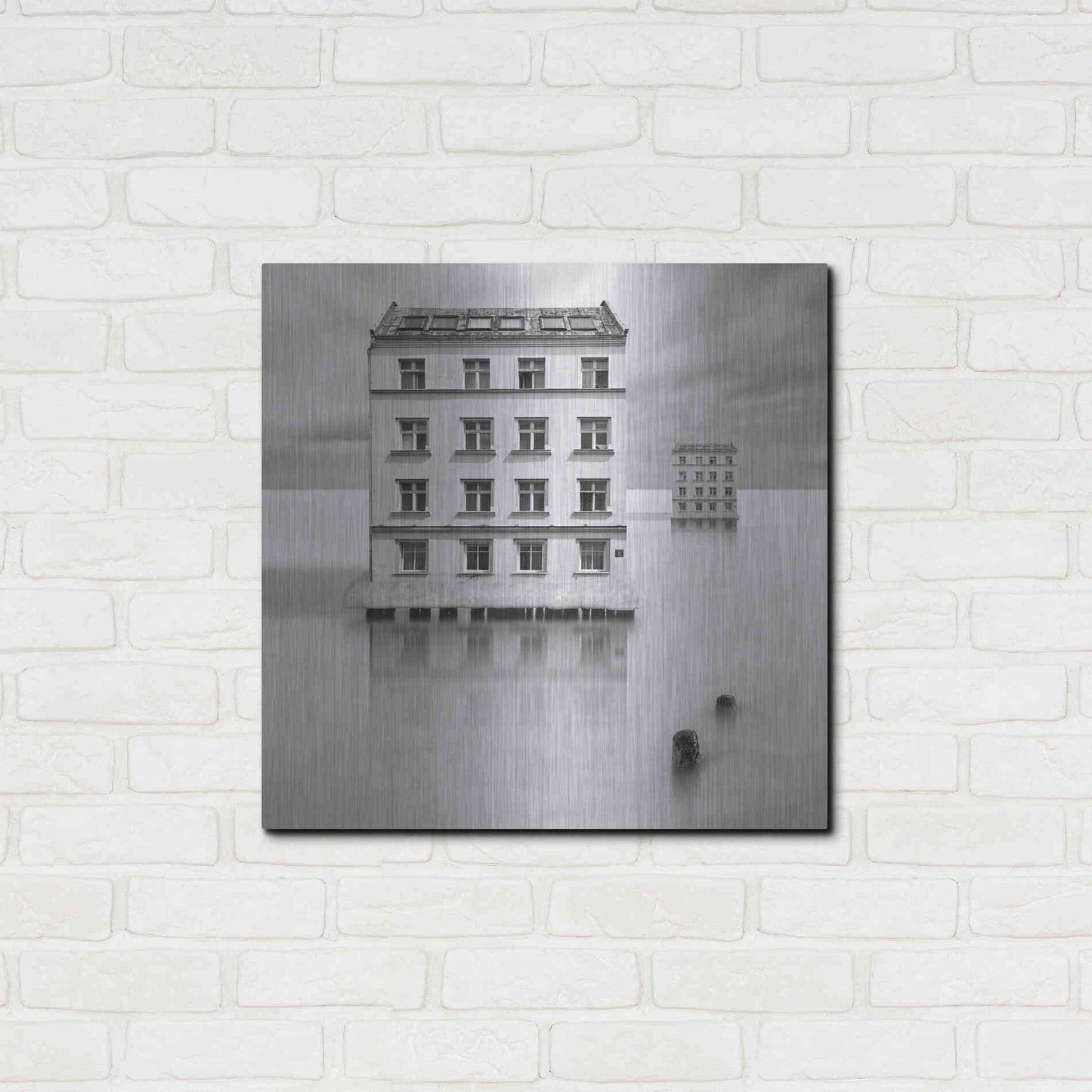 Luxe Metal Art 'Icehouses' by Dariusz Klimczak, Metal Wall Art,24x24