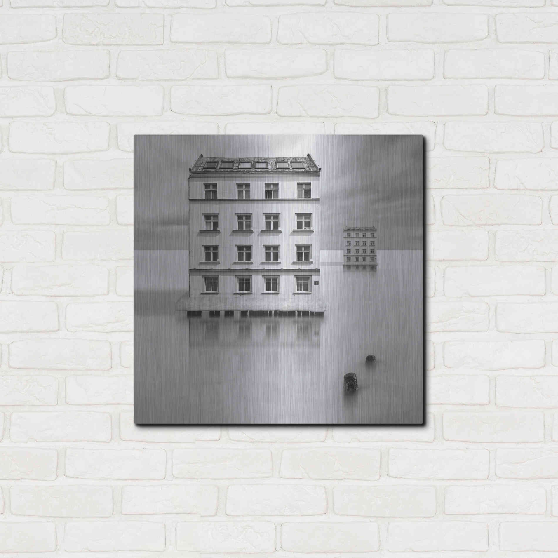 Luxe Metal Art 'Icehouses' by Dariusz Klimczak, Metal Wall Art,24x24