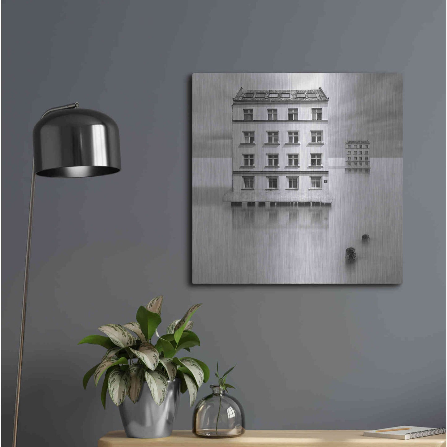 Luxe Metal Art 'Icehouses' by Dariusz Klimczak, Metal Wall Art,24x24