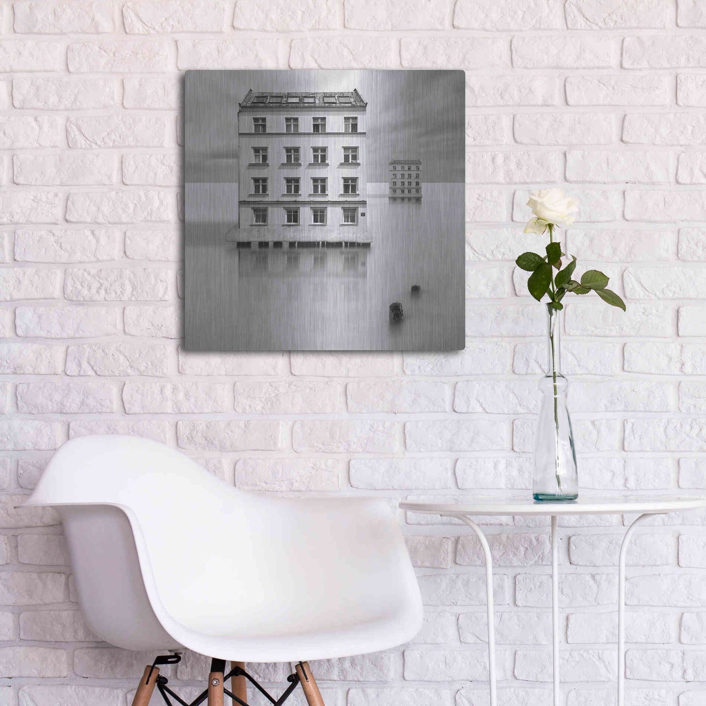 Luxe Metal Art 'Icehouses' by Dariusz Klimczak, Metal Wall Art,24x24