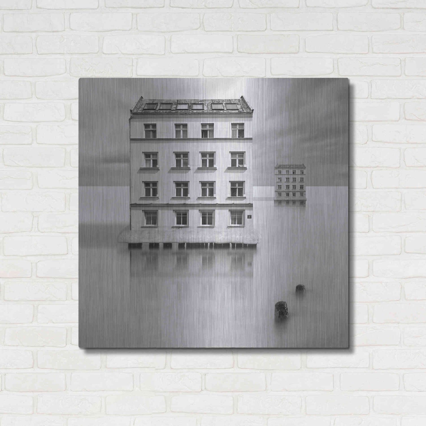 Luxe Metal Art 'Icehouses' by Dariusz Klimczak, Metal Wall Art,36x36