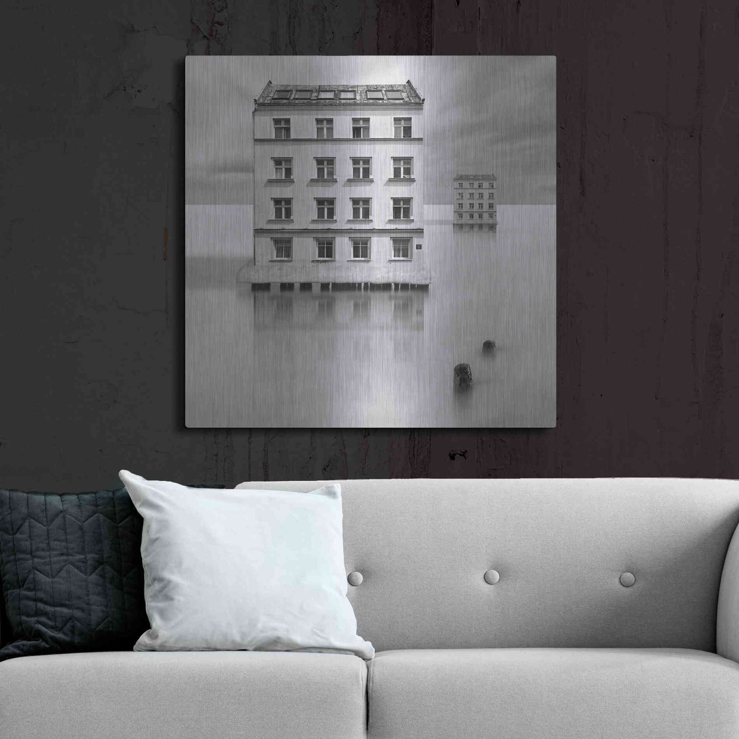 Luxe Metal Art 'Icehouses' by Dariusz Klimczak, Metal Wall Art,36x36