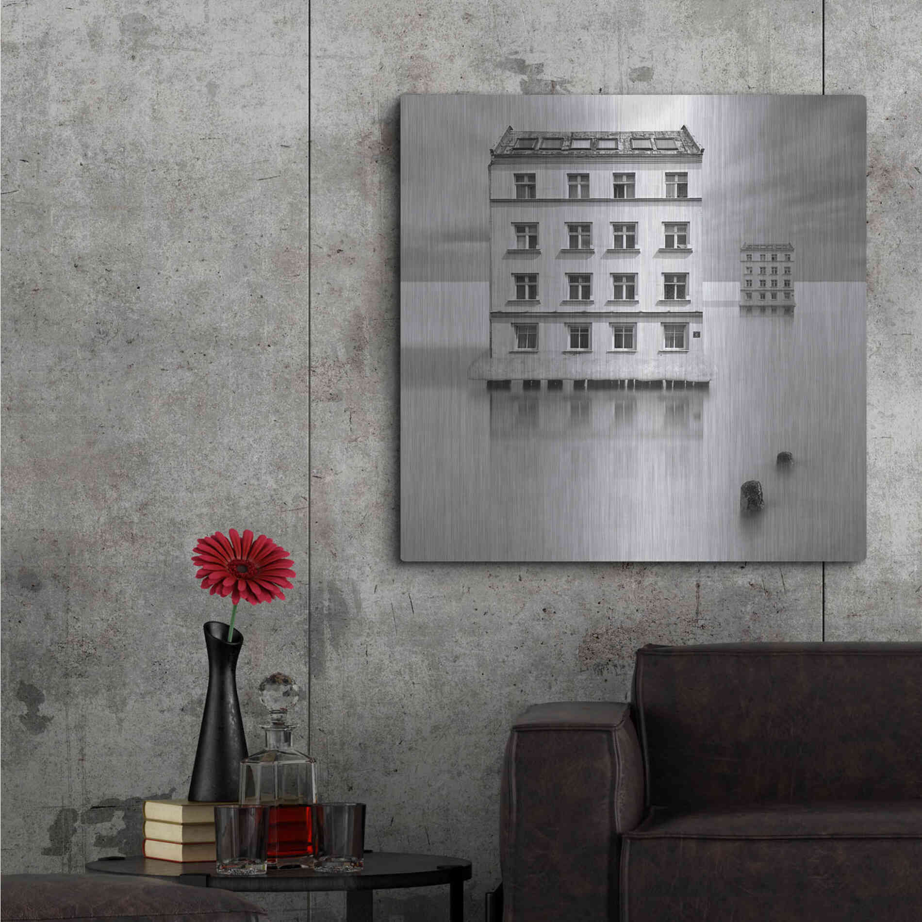 Luxe Metal Art 'Icehouses' by Dariusz Klimczak, Metal Wall Art,36x36