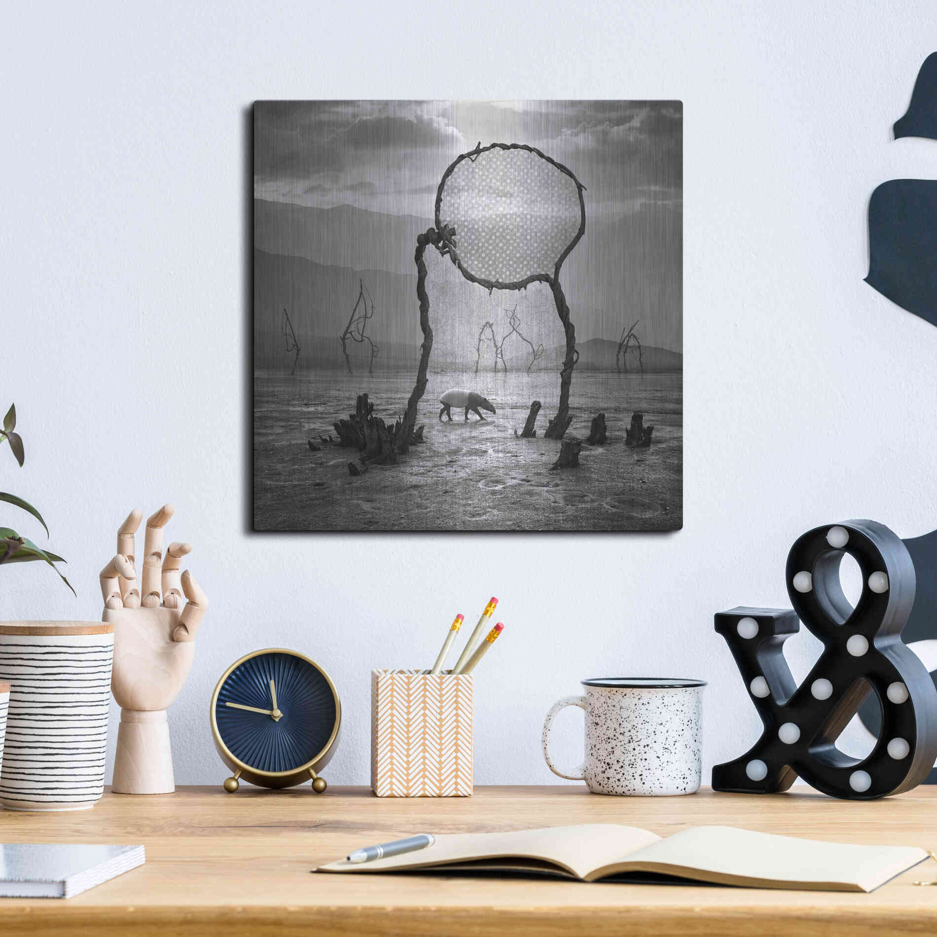Luxe Metal Art 'Tapir' by Dariusz Klimczak, Metal Wall Art,12x12