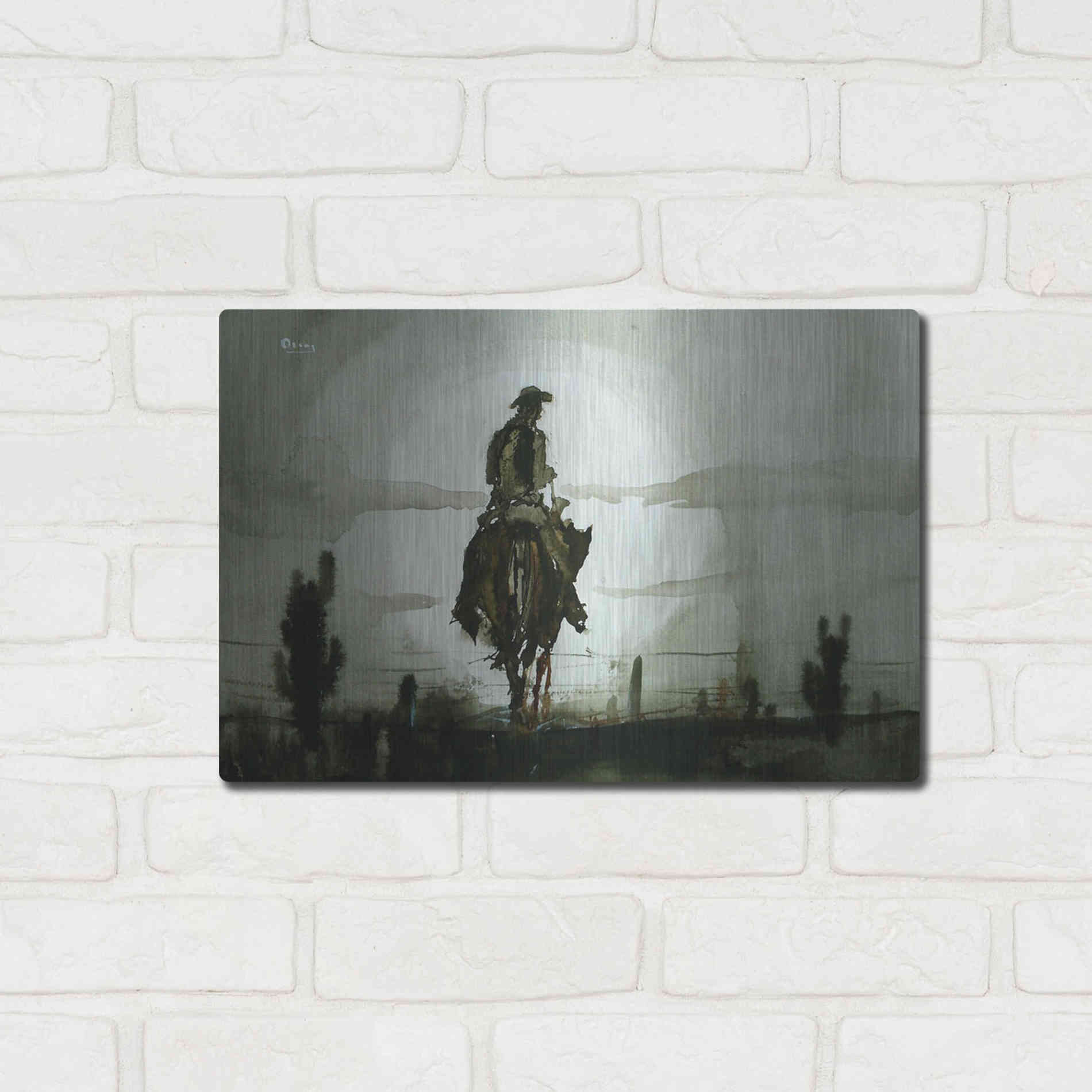 Luxe Metal Art 'Luna Vaquero' by Oscar Alvarez Pardo, Metal Wall Art,16x12