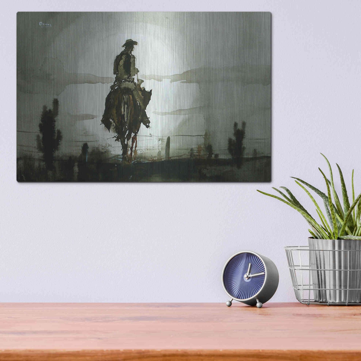 Luxe Metal Art 'Luna Vaquero' by Oscar Alvarez Pardo, Metal Wall Art,16x12