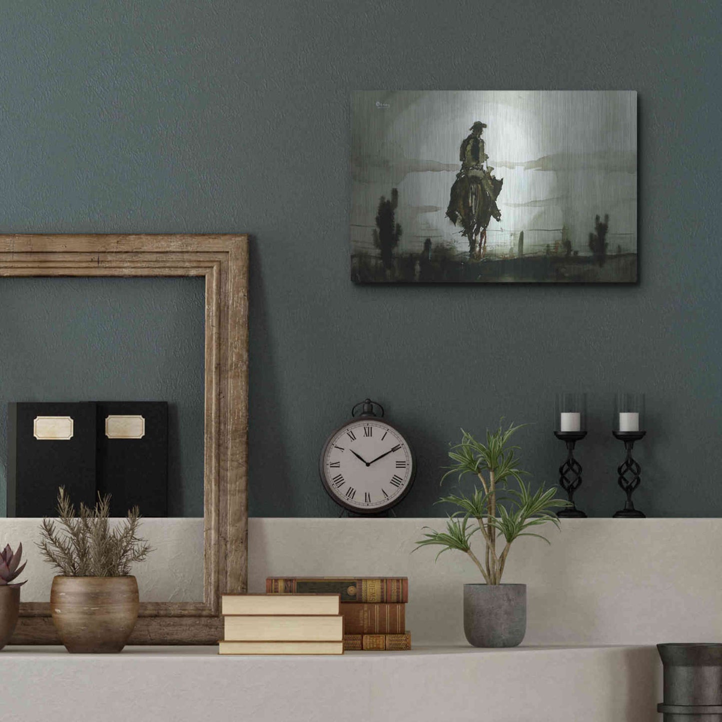 Luxe Metal Art 'Luna Vaquero' by Oscar Alvarez Pardo, Metal Wall Art,16x12