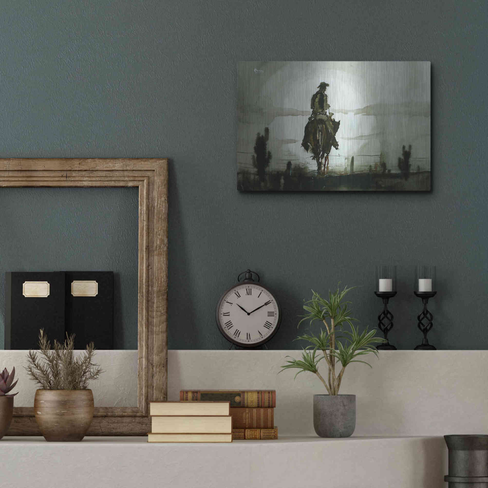 Luxe Metal Art 'Luna Vaquero' by Oscar Alvarez Pardo, Metal Wall Art,16x12