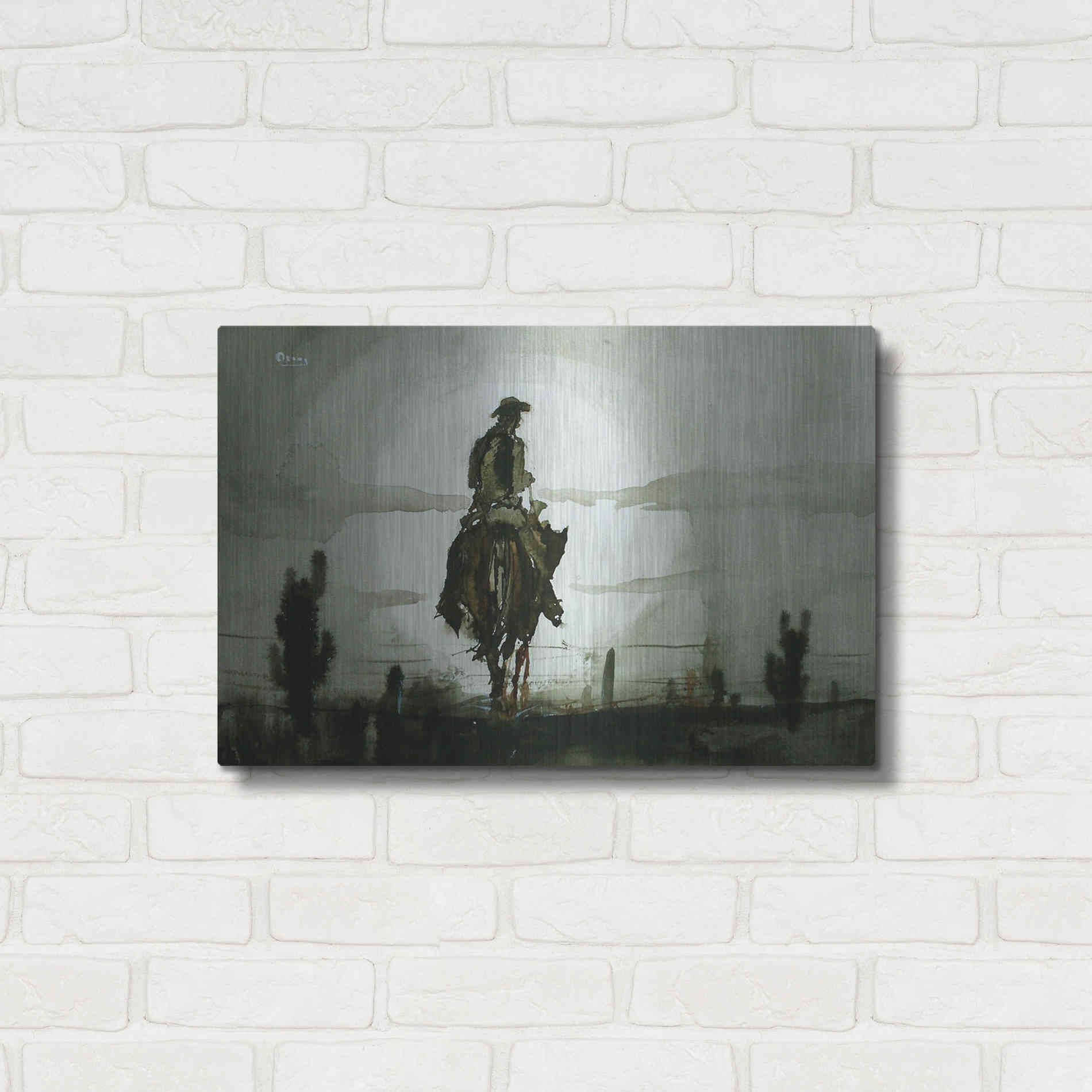 Luxe Metal Art 'Luna Vaquero' by Oscar Alvarez Pardo, Metal Wall Art,24x16