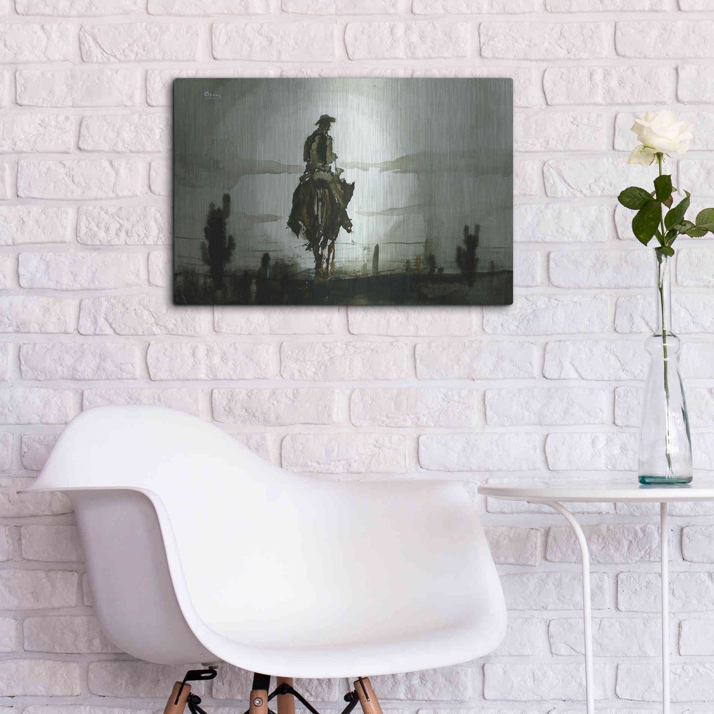 Luxe Metal Art 'Luna Vaquero' by Oscar Alvarez Pardo, Metal Wall Art,24x16