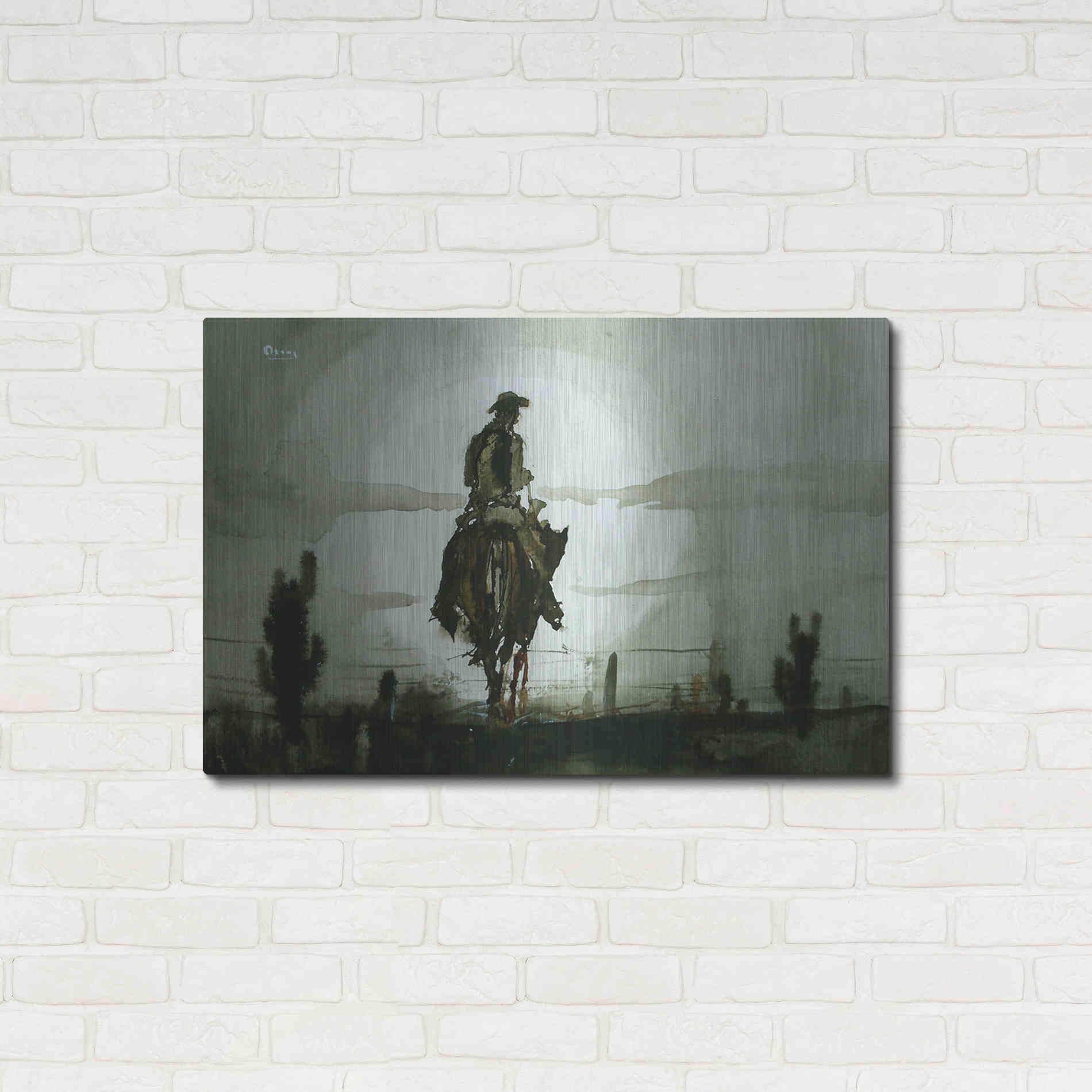 Luxe Metal Art 'Luna Vaquero' by Oscar Alvarez Pardo, Metal Wall Art,36x24