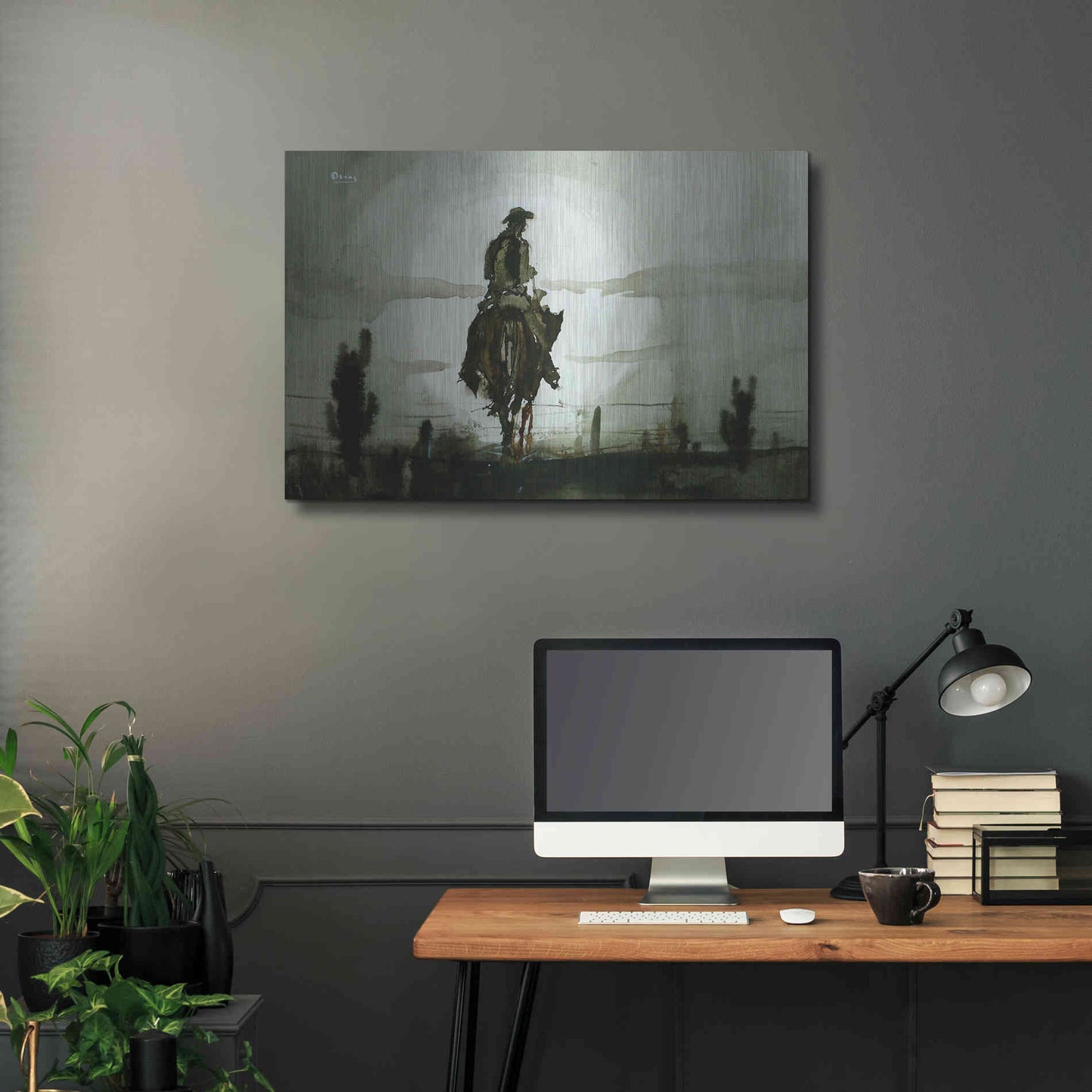 Luxe Metal Art 'Luna Vaquero' by Oscar Alvarez Pardo, Metal Wall Art,36x24