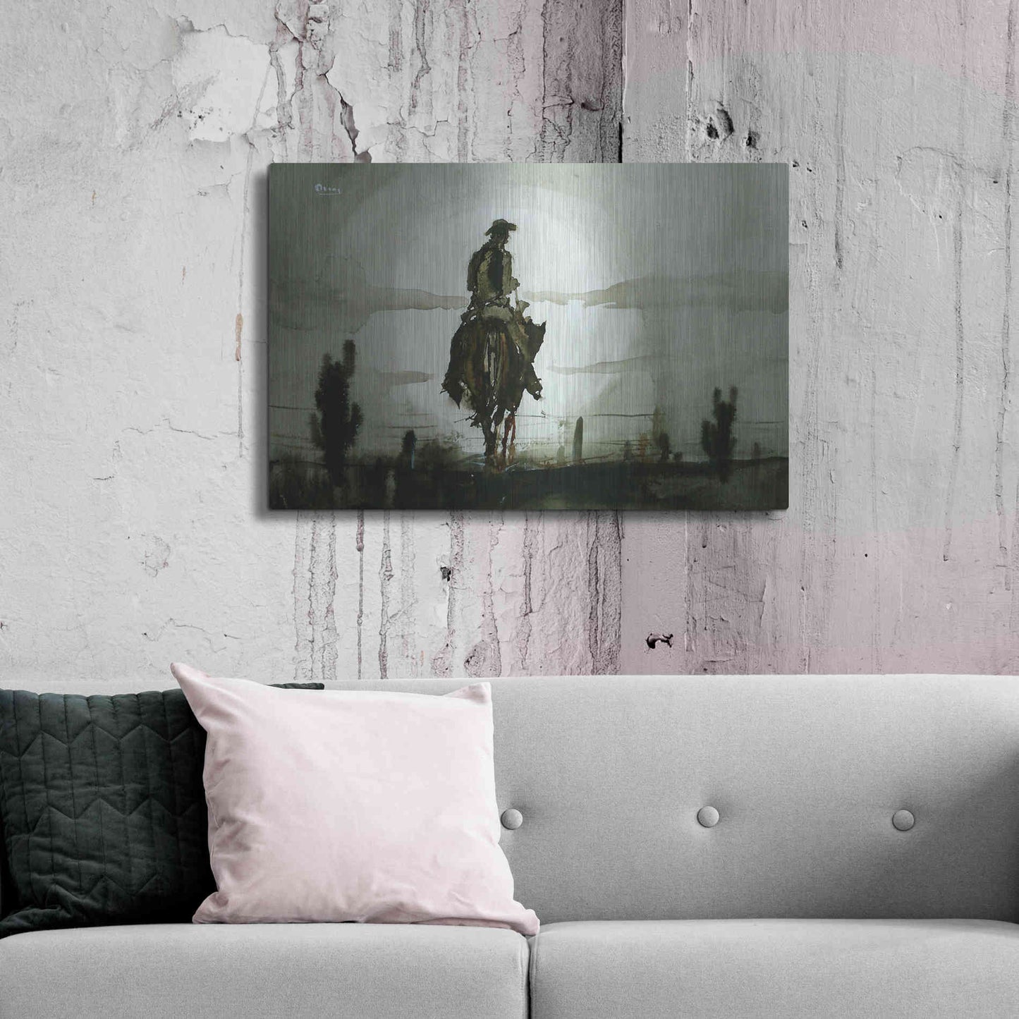 Luxe Metal Art 'Luna Vaquero' by Oscar Alvarez Pardo, Metal Wall Art,36x24