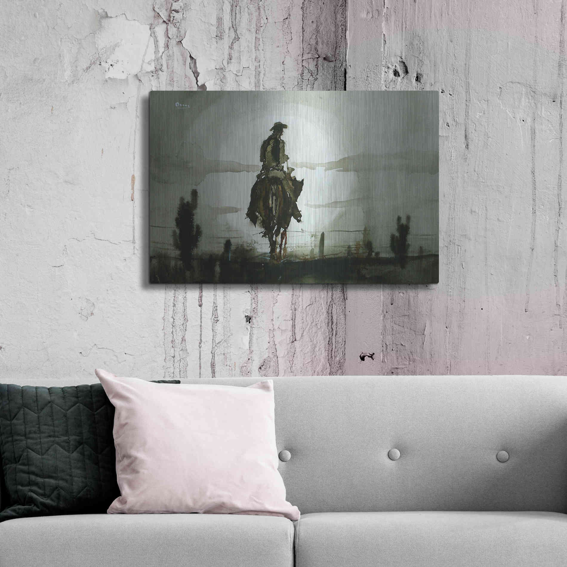 Luxe Metal Art 'Luna Vaquero' by Oscar Alvarez Pardo, Metal Wall Art,36x24