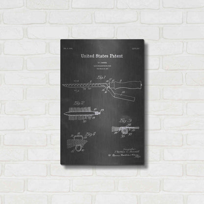 Luxe Metal Art 'Hair Straightening Iron Blueprint Patent Chalkboard' Metal Wall Art,16x24