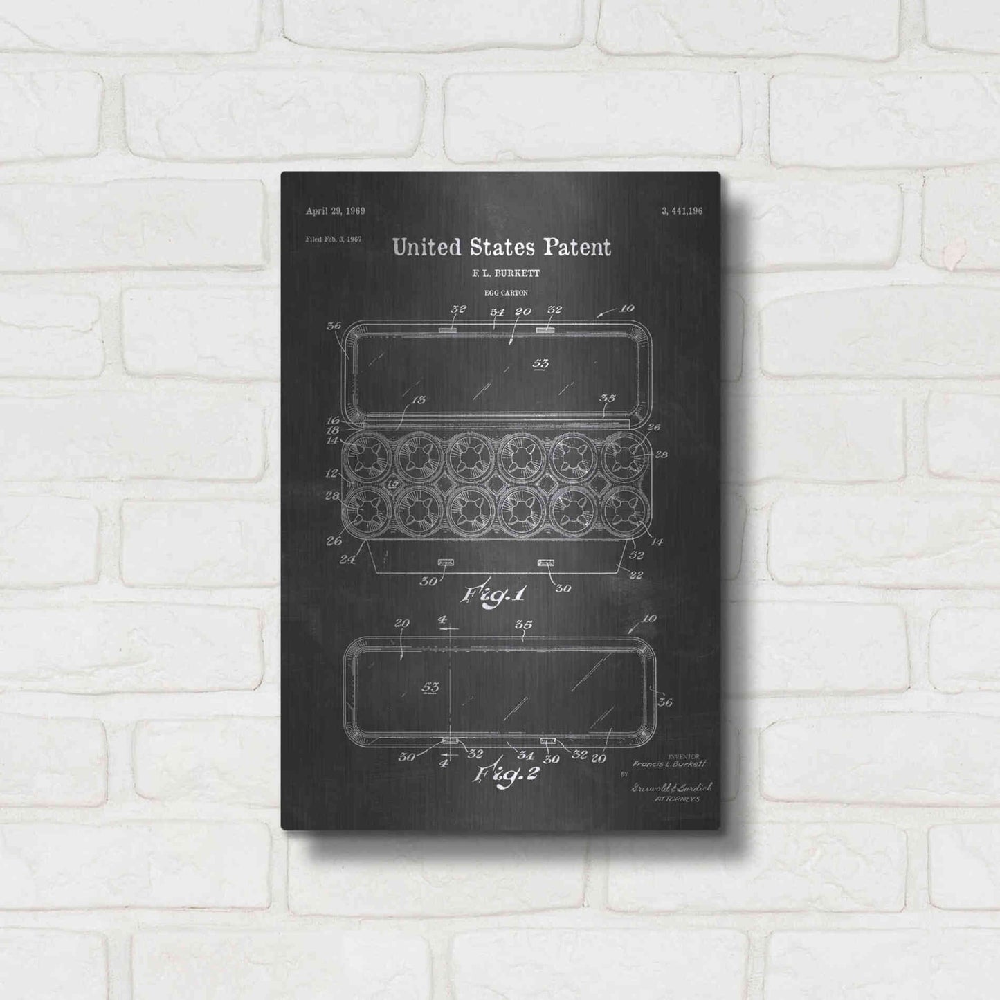 Luxe Metal Art 'Egg Carton Blueprint Patent Chalkboard' Metal Wall Art,12x16
