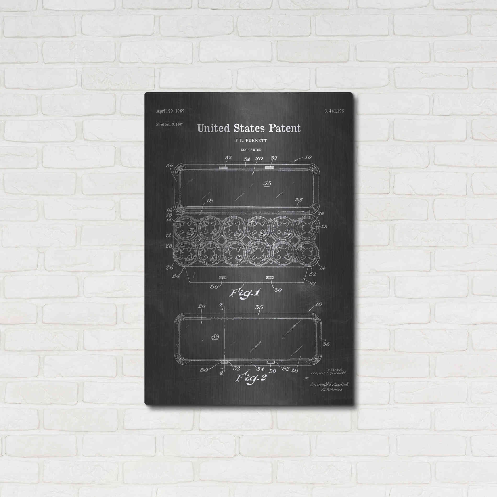 Luxe Metal Art 'Egg Carton Blueprint Patent Chalkboard' Metal Wall Art,24x36