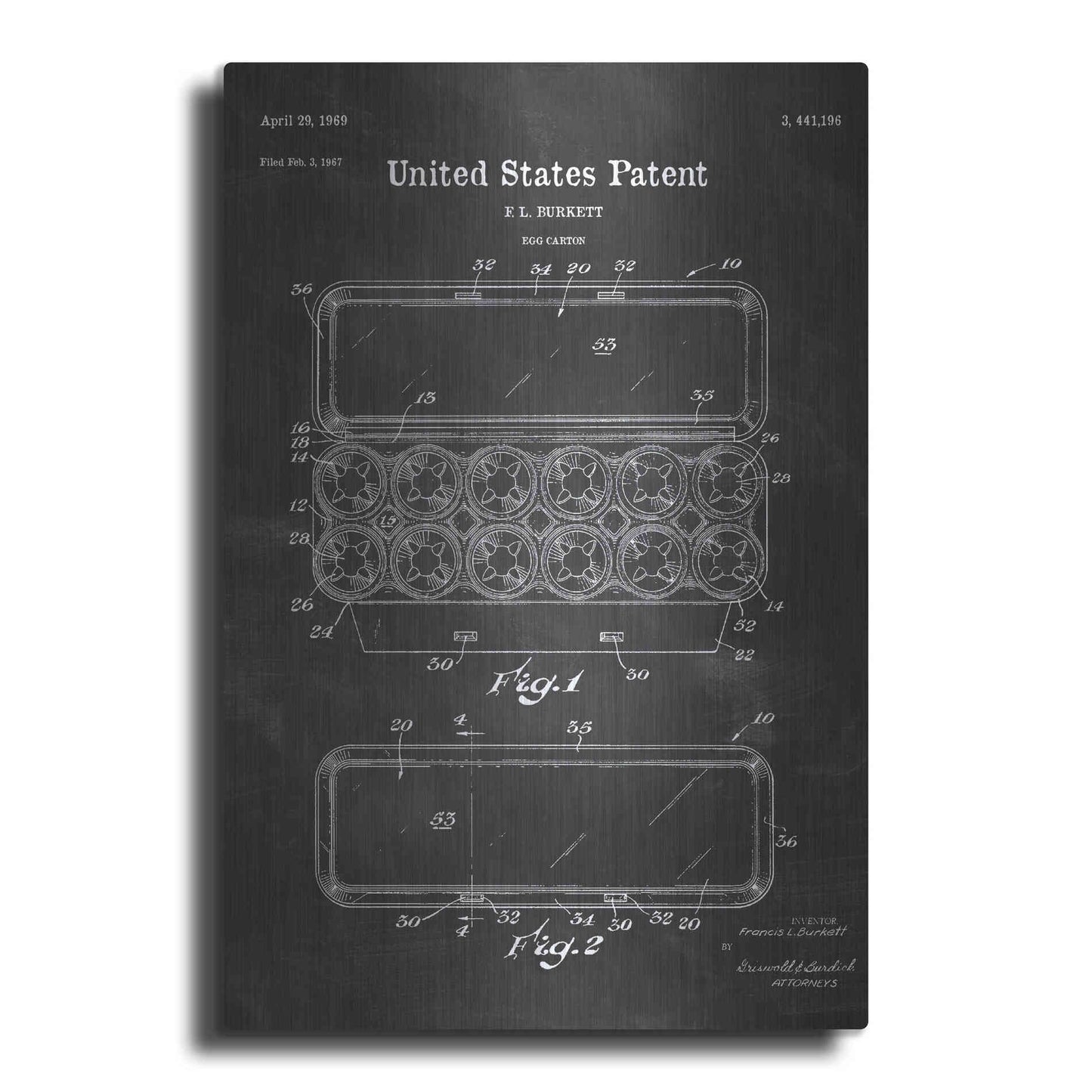 Luxe Metal Art 'Egg Carton Blueprint Patent Chalkboard' Metal Wall Art
