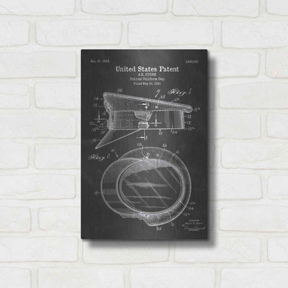 Luxe Metal Art 'Police Uniform Cap Blueprint Patent Chalkboard' Metal Wall Art,12x16