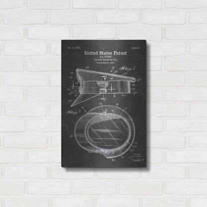 Luxe Metal Art 'Police Uniform Cap Blueprint Patent Chalkboard' Metal Wall Art,16x24