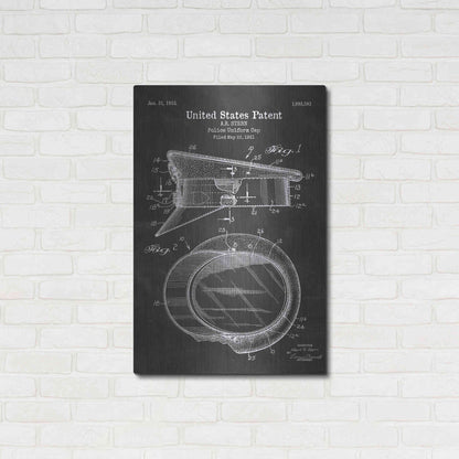 Luxe Metal Art 'Police Uniform Cap Blueprint Patent Chalkboard' Metal Wall Art,24x36