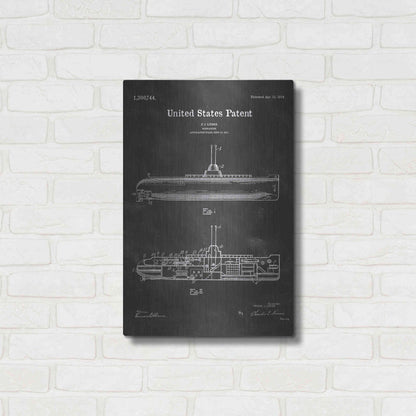 Luxe Metal Art 'Submarine Blueprint Patent Chalkboard' Metal Wall Art,16x24