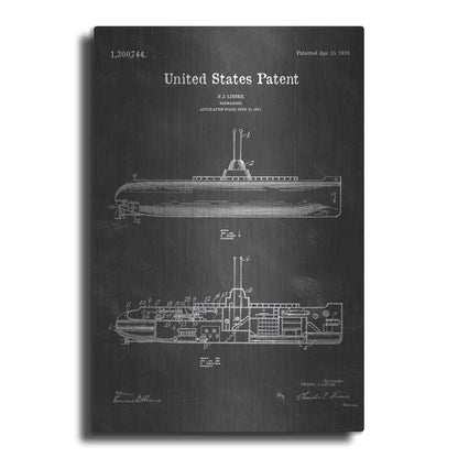 Luxe Metal Art 'Submarine Blueprint Patent Chalkboard' Metal Wall Art