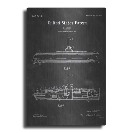 Luxe Metal Art 'Submarine Blueprint Patent Chalkboard' Metal Wall Art