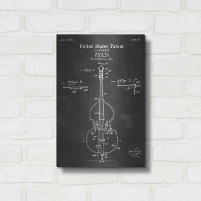 Luxe Metal Art 'Violin Blueprint Patent Chalkboard' Metal Wall Art,12x16